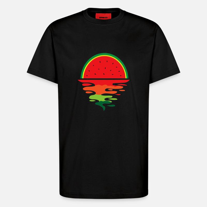 Pastèque Coucher de soleil - T-shirt bio décontracté fabriqué en UE - SOLID BLACK