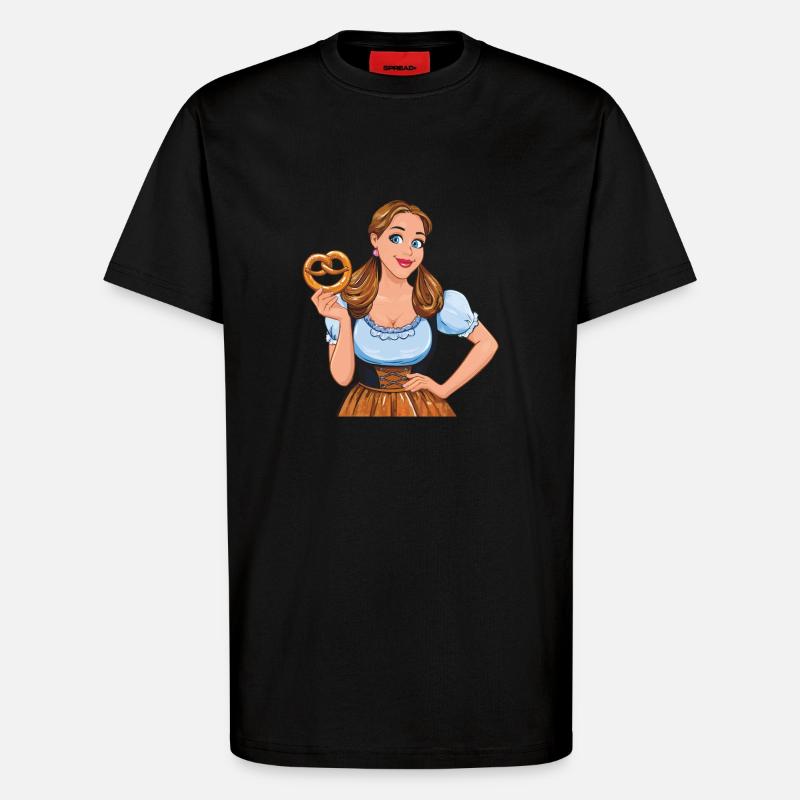 FRAU DIRNDL BREZEL - T-Shirt - made by SPREAD - SOLID BLACK