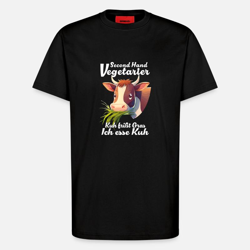 VEGETARIAN COW EATS GRASS - T-Shirt - made by SPREAD - SOLID BLACK