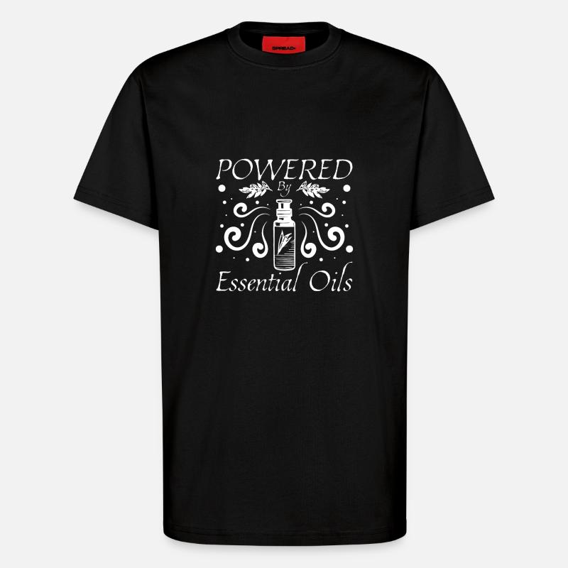 Powered by Essential oils - T-Shirt - made by SPREAD - SOLID BLACK