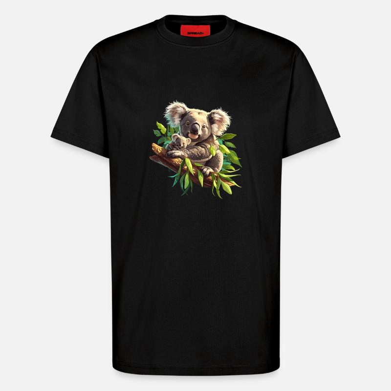 Koalas Koala - T-shirt bio décontracté fabriqué en UE - SOLID BLACK