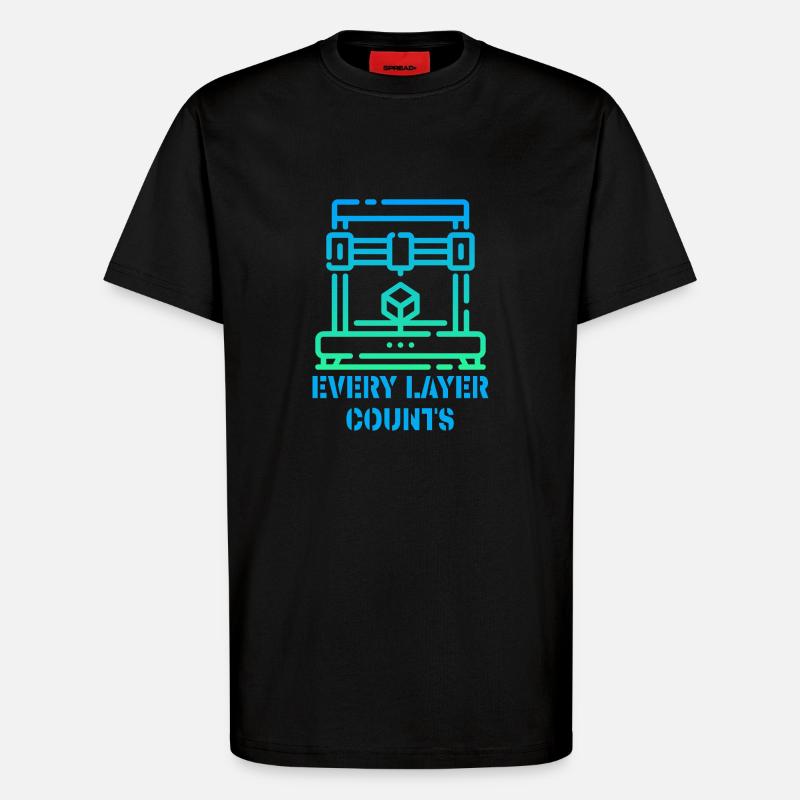 Every Layer Counts 3d Printer - T-Shirt - made by SPREAD - SOLID BLACK