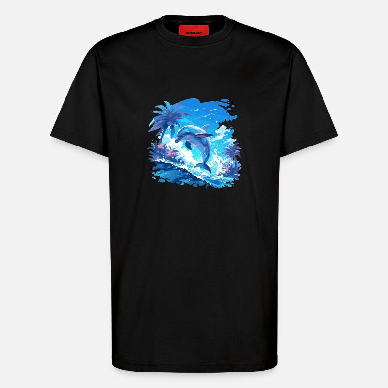 Dolphin Delfine Delfin - T-Shirt - made by SPREAD - SOLID BLACK