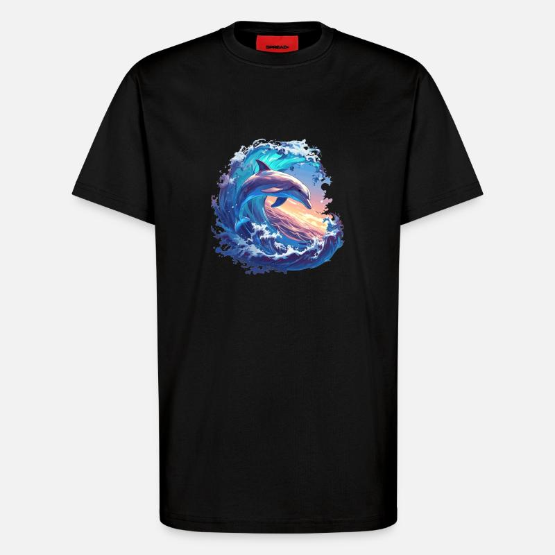 Dolphin Dolphins Dolphin - T-Shirt - made by SPREAD - SOLID BLACK