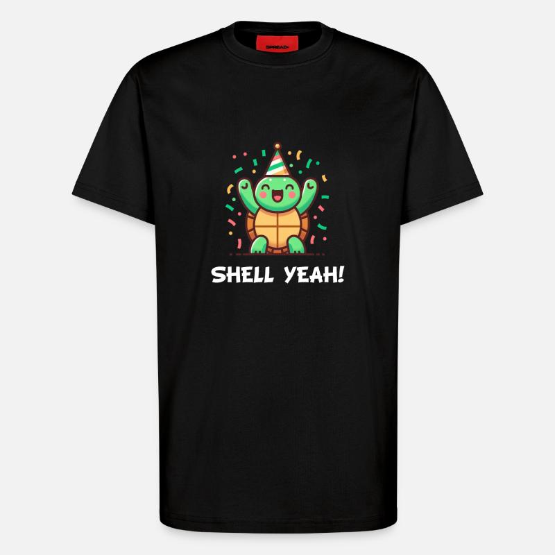 Shell Yeah! Celebration Turtle - T-Shirt - made by SPREAD - SOLID BLACK
