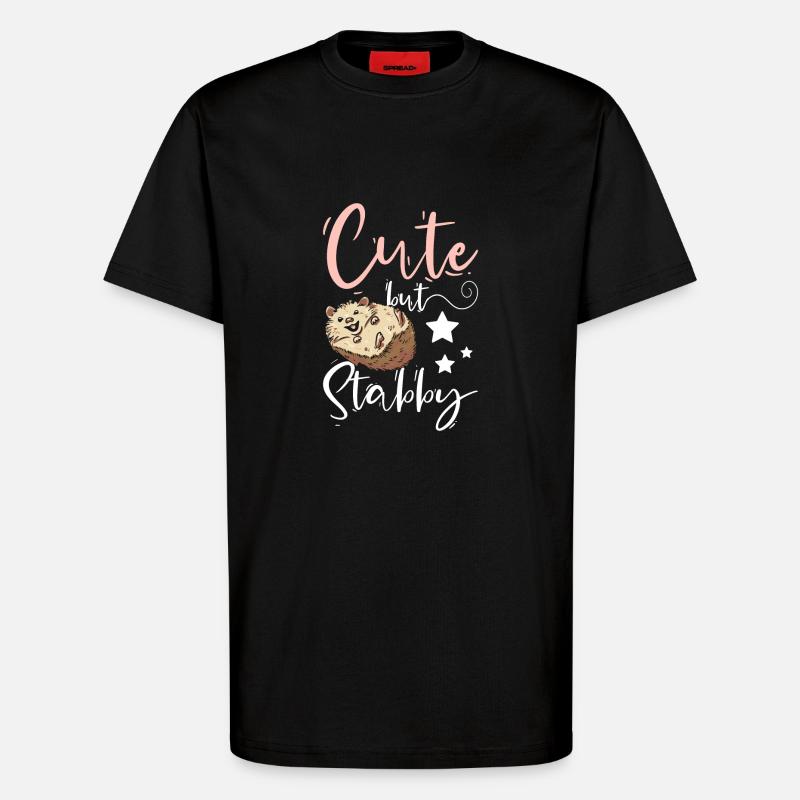 Fille hérisson mignon mais poignardé - T-shirt bio décontracté fabriqué en UE - SOLID BLACK
