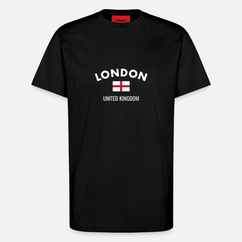 Londres Angleterre Anglais Drapeau Anglais - T-shirt bio décontracté fabriqué en UE - SOLID BLACK