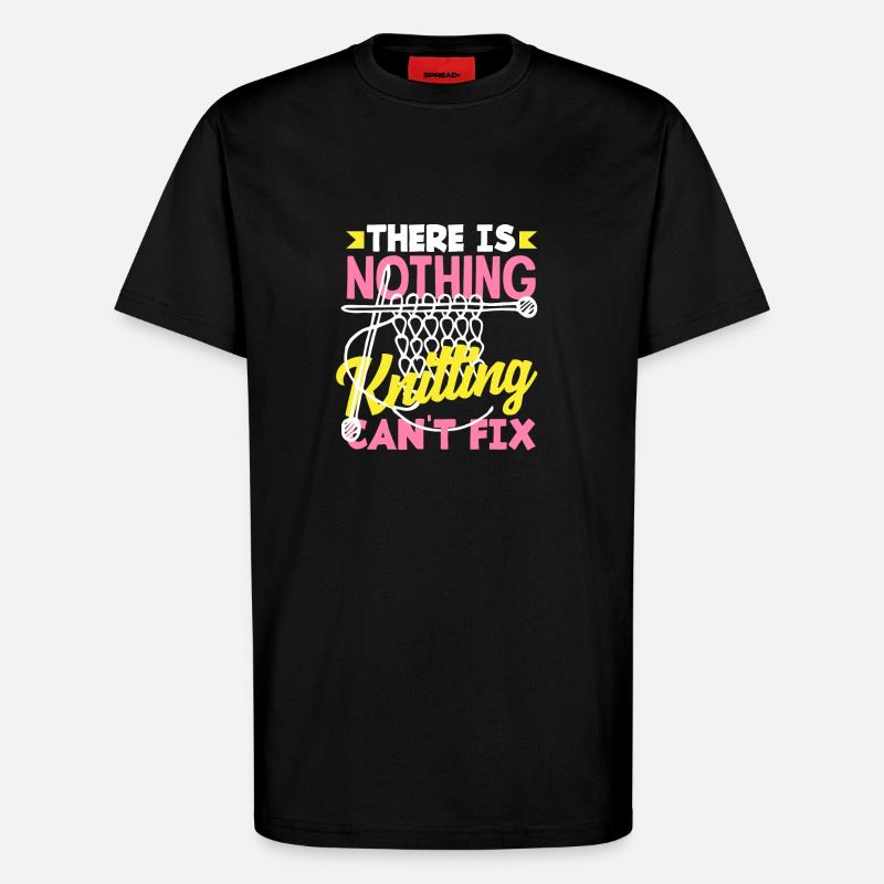 Knitting can fix everything - T-Shirt - made by SPREAD - SOLID BLACK