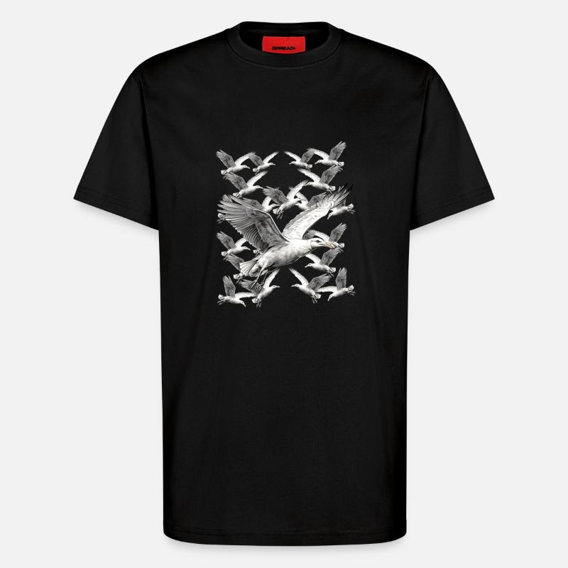 Möwe Möwen maritim - T-Shirt - made by SPREAD - SOLID BLACK