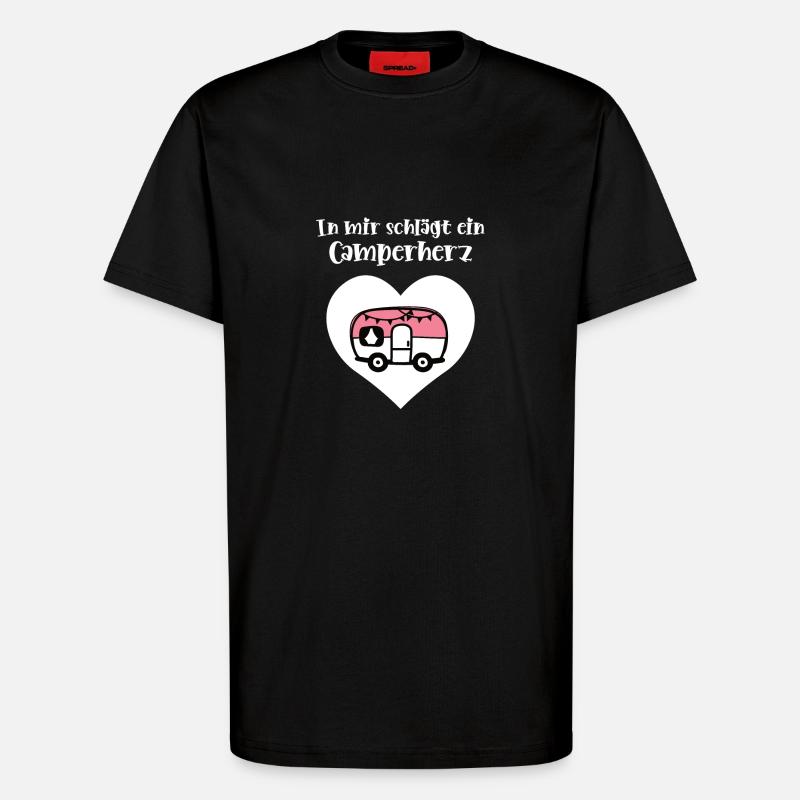 Camping mit Herz Campingfreunde Campingfans - T-Shirt - made by SPREAD - SOLID BLACK