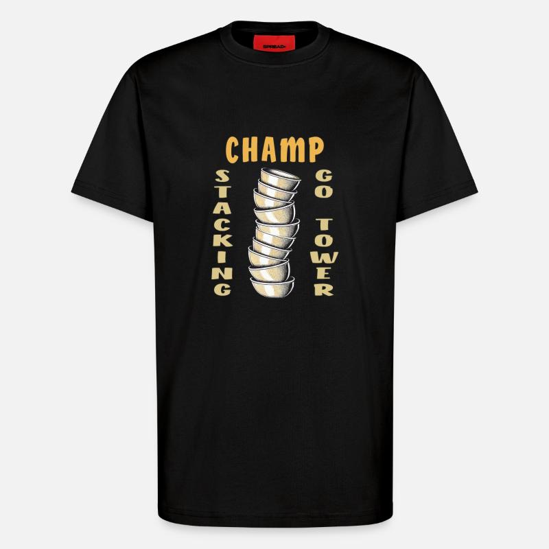 CUP STACKING CHAMP GO TOWER - T-Shirt - made by SPREAD - SOLID BLACK