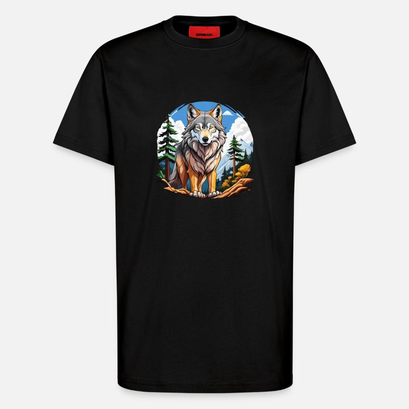 WOLF FOREST - T-Shirt - made by SPREAD - SOLID BLACK