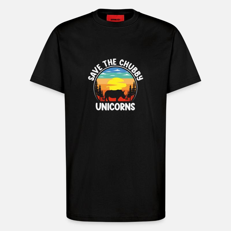 Rette Die Dicken Einhörner: Bunter - T-Shirt - made by SPREAD - SOLID BLACK