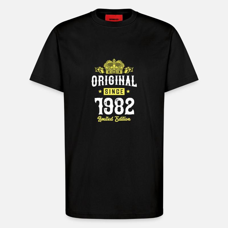 1982 Édition limitée - T-shirt bio décontracté fabriqué en UE - SOLID BLACK