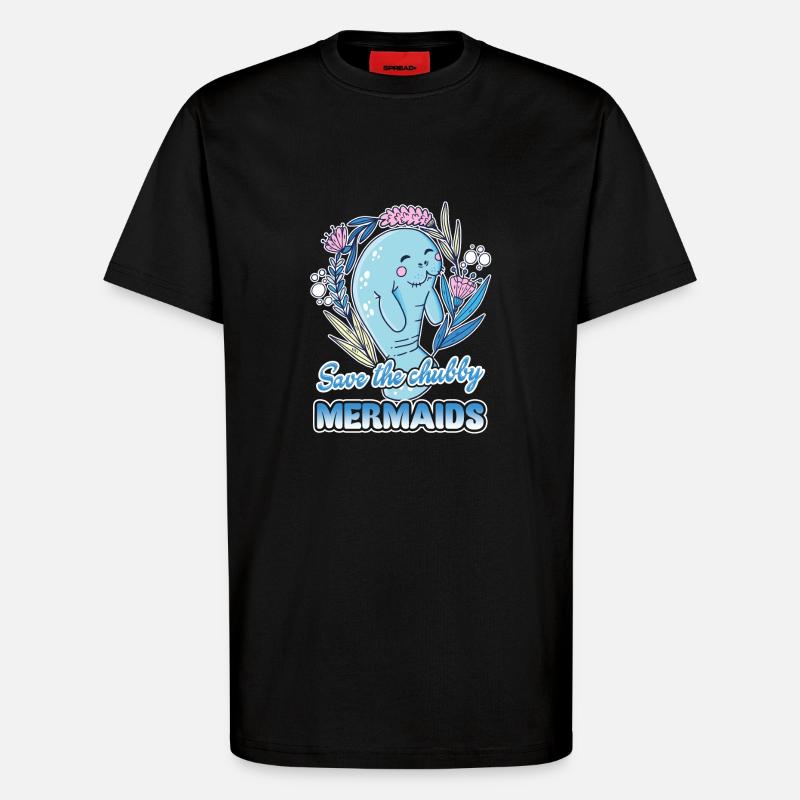Manatee Save Chubby Mermaids - T-Shirt - made by SPREAD - SOLID BLACK