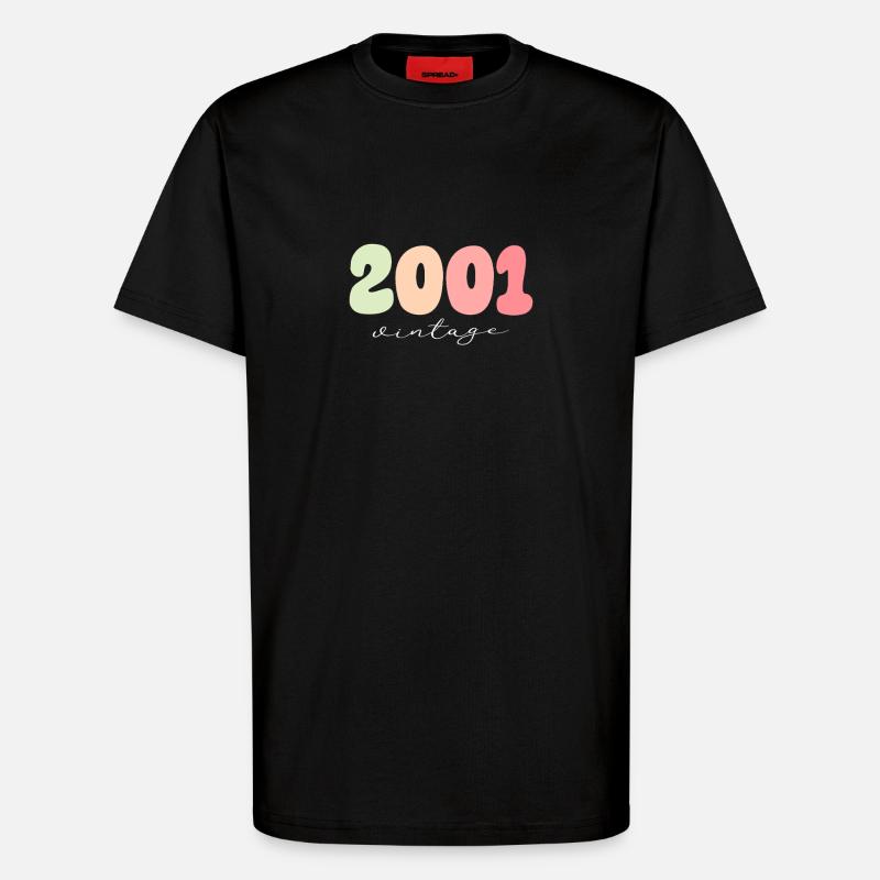 Année de naissance 2001 - T-shirt bio décontracté fabriqué en UE - SOLID BLACK