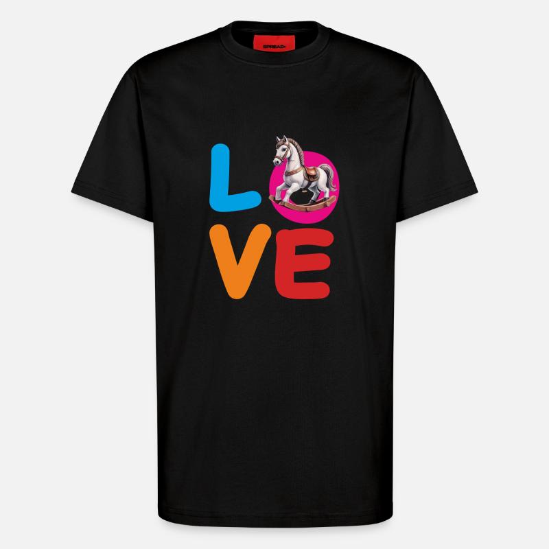 CHEVAL À BASCULE D’AMOUR - T-shirt bio décontracté fabriqué en UE - SOLID BLACK