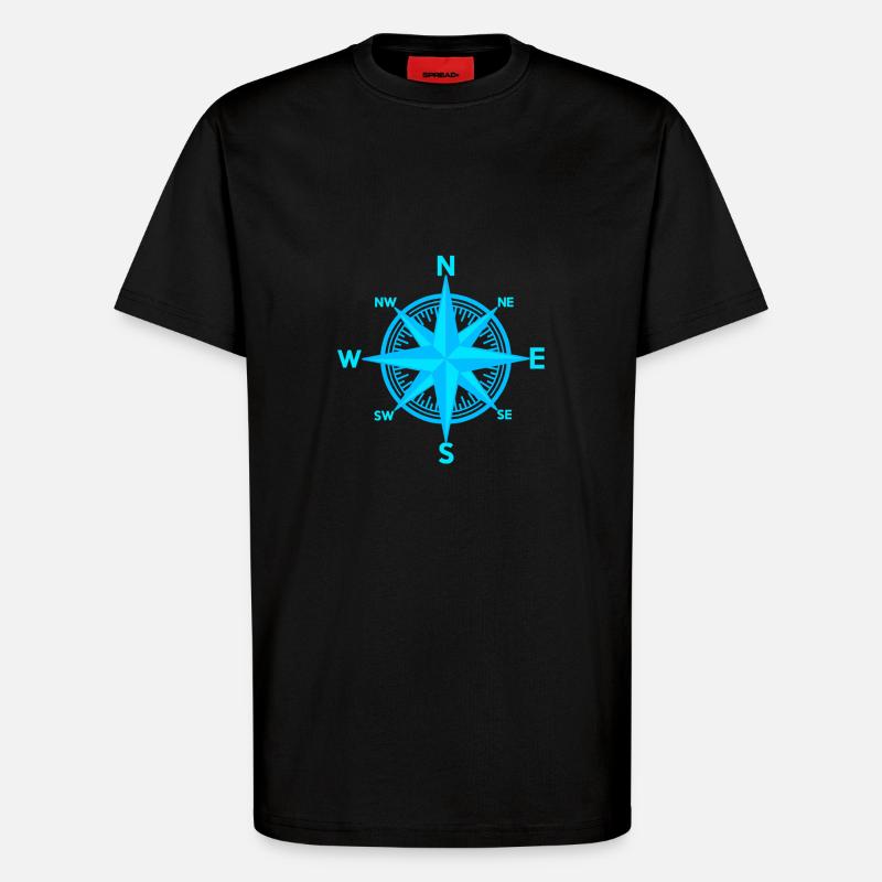 maritim Windrose Kompass Seefahrt Seemann - T-Shirt - made by SPREAD - SOLID BLACK