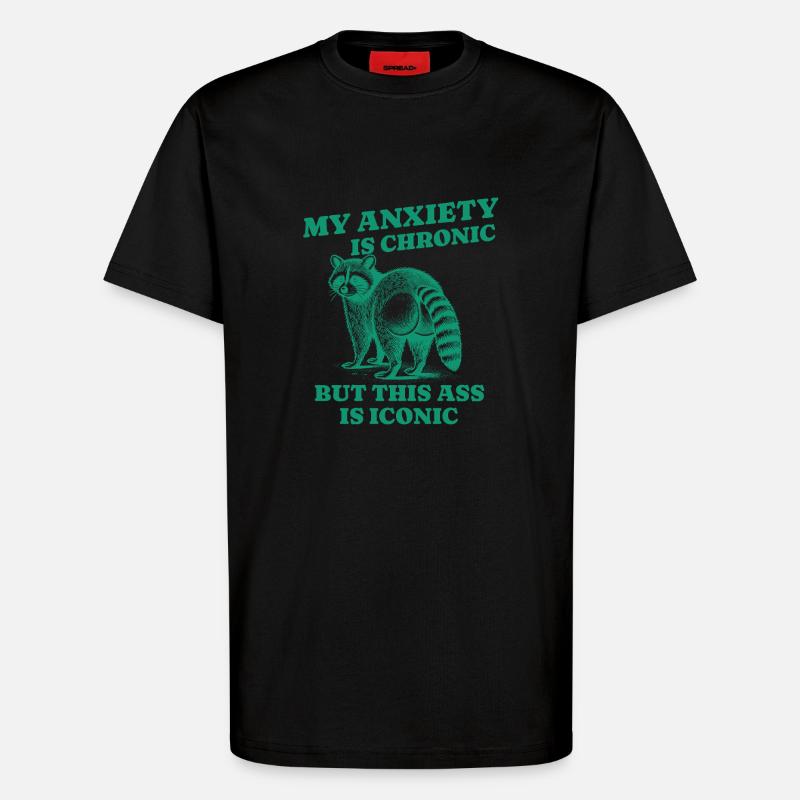 Angst Waschbär Design Humor - T-Shirt - made by SPREAD - SOLID BLACK