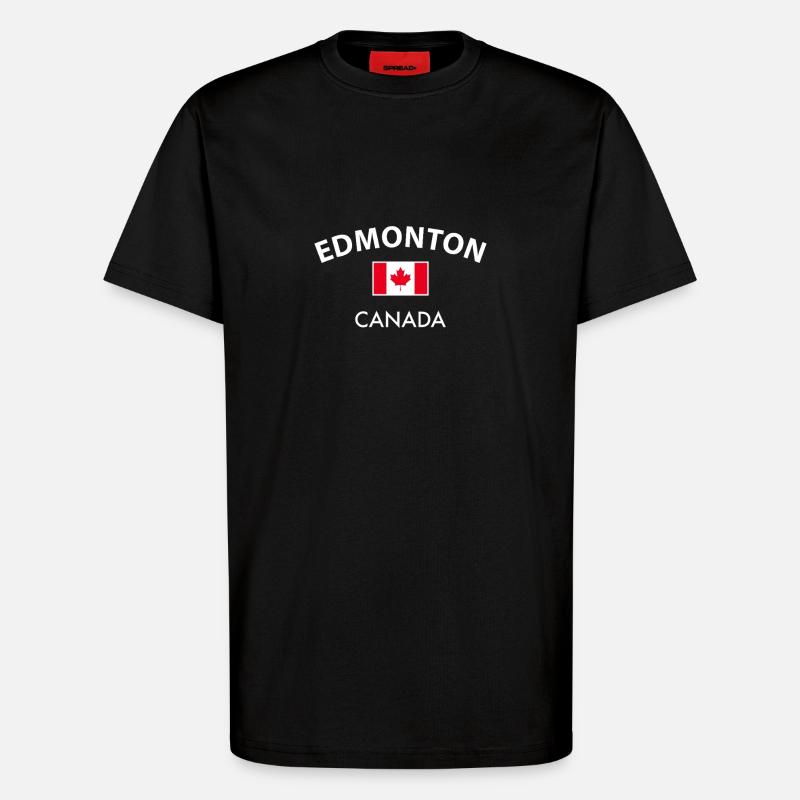Edmonton Canada Drapeau canadien - T-shirt bio décontracté fabriqué en UE - SOLID BLACK