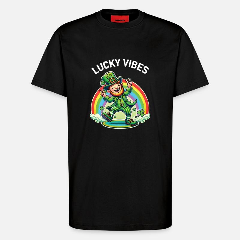 Joyeuses vibrations de la Saint-Patrick - T-shirt bio décontracté fabriqué en UE - SOLID BLACK