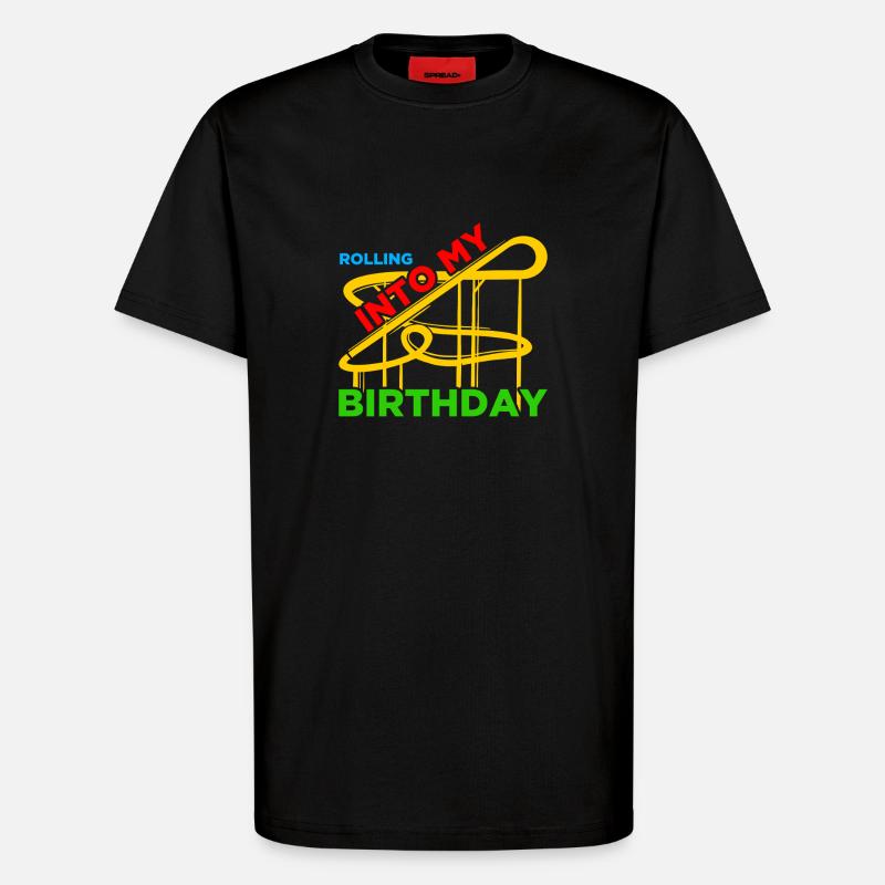 Rolling into Freizeitpark Rollercoaster Achterbahn - T-Shirt - made by SPREAD - SOLID BLACK