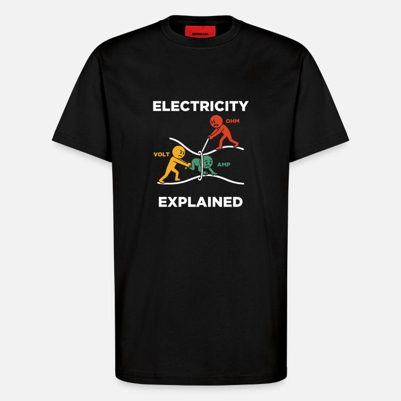 Electricity explained Elektriker - T-Shirt - made by SPREAD - SOLID BLACK