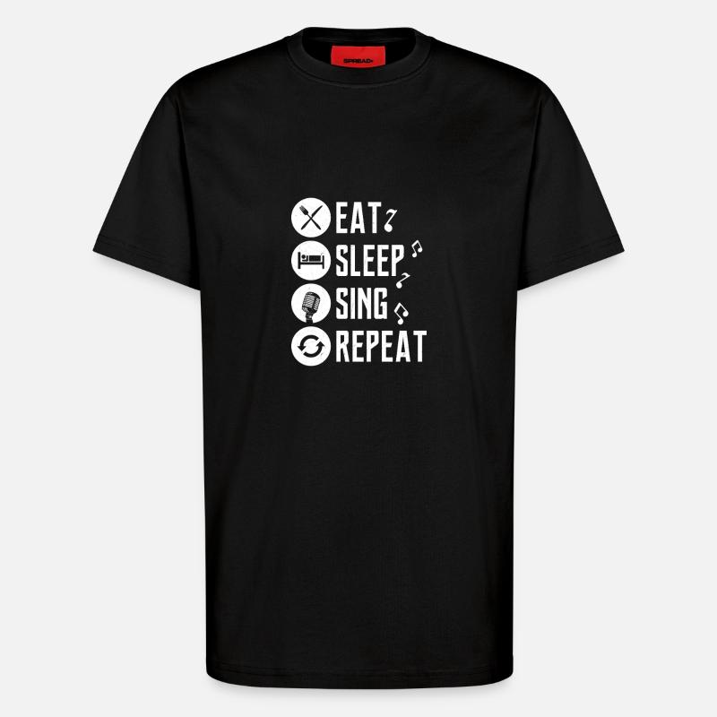 äta, sova, sjunga, upprepa, sjunga, sjunga - Organic Relaxed T-shirt Made in EU - SOLID BLACK
