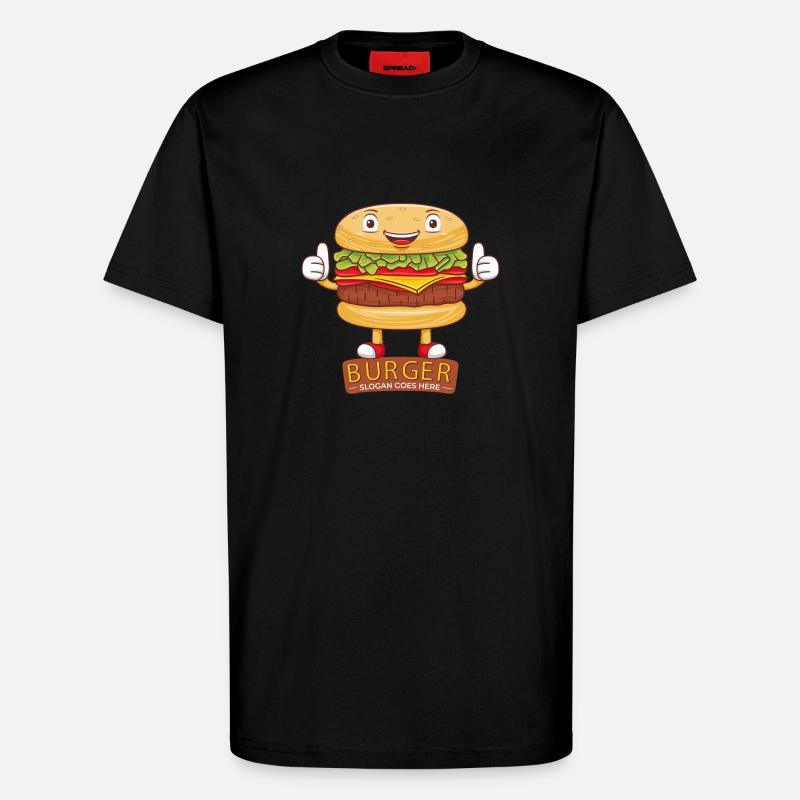 Mignon burger dessin animé art - T-shirt bio décontracté fabriqué en UE - SOLID BLACK