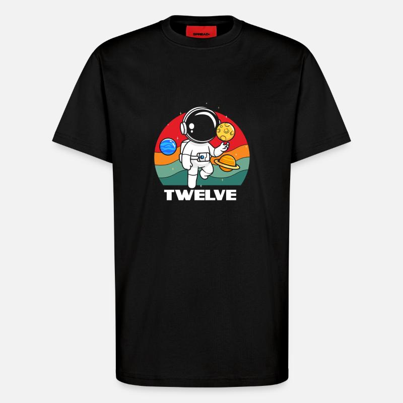 Astronaut Twelve Birthday Adventure - T-Shirt - made by SPREAD - SOLID BLACK