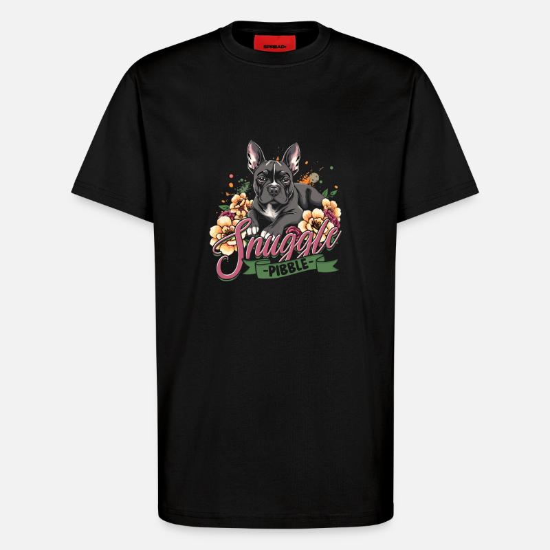 Pitbull Pitbulls Snuggle Pibble - T-shirt bio décontracté fabriqué en UE - SOLID BLACK