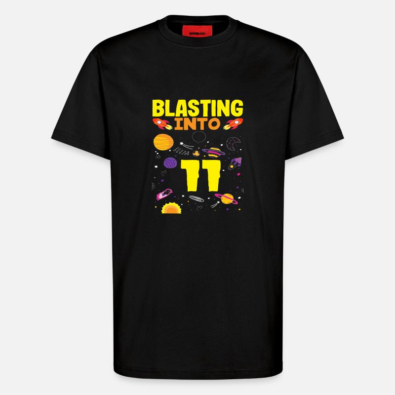 Aventure spatiale avec 11 planètes - T-shirt bio décontracté fabriqué en UE - SOLID BLACK