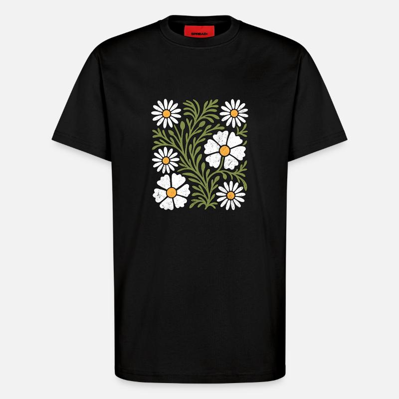Boho Gänseblümchen - T-Shirt - made by SPREAD - SOLID BLACK