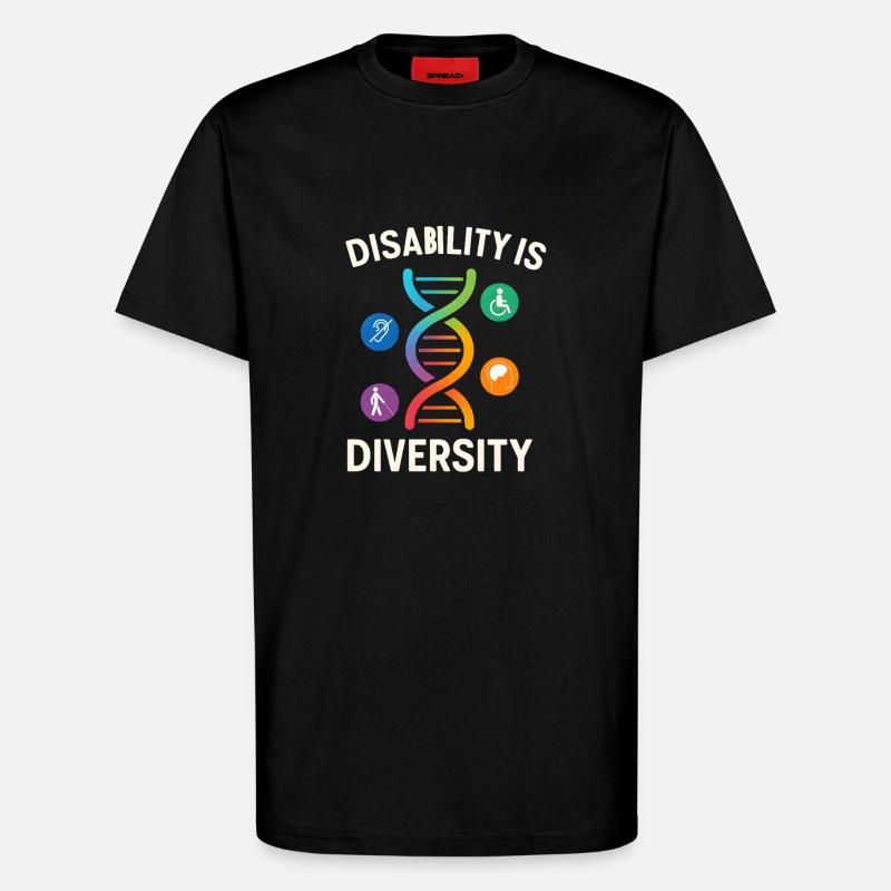 Disability Is Diversity DNA Design - T-Shirt - made by SPREAD - SOLID BLACK