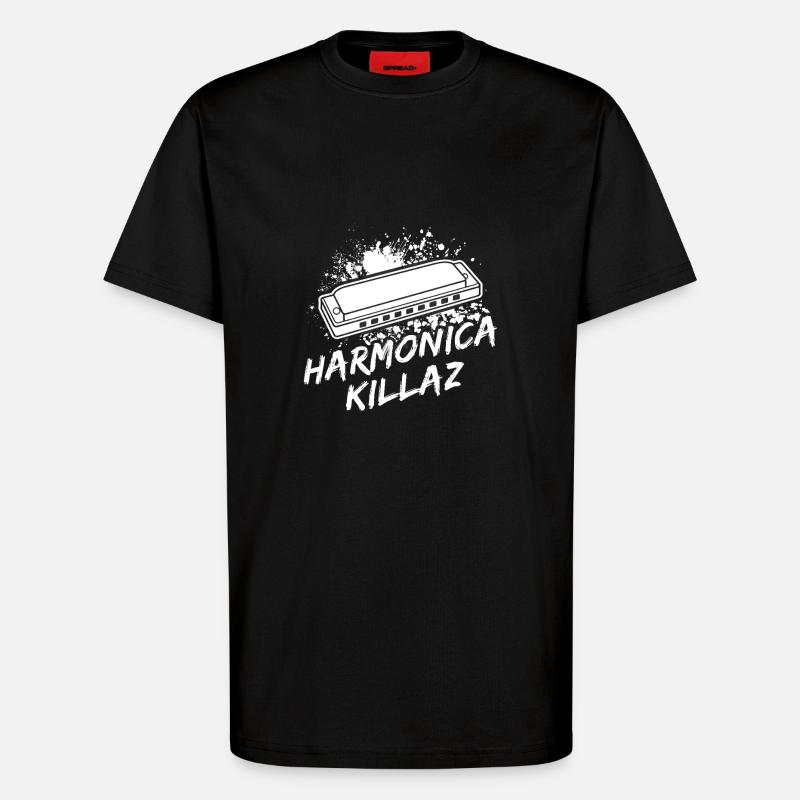 Harmonica Musican Killaz Harmonica - T-shirt bio décontracté fabriqué en UE - SOLID BLACK