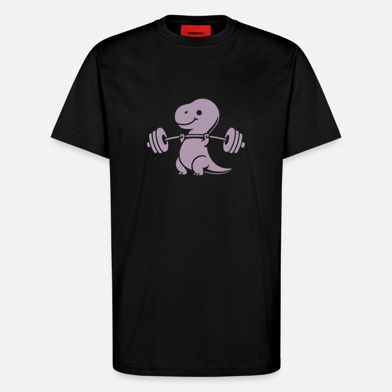 T-Rex mit Hantel Workout - T-Shirt - made by SPREAD - SOLID BLACK