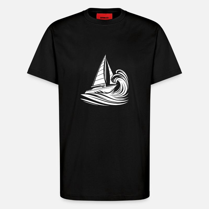 Voilier rapide dans les vagues - T-shirt bio décontracté fabriqué en UE - SOLID BLACK