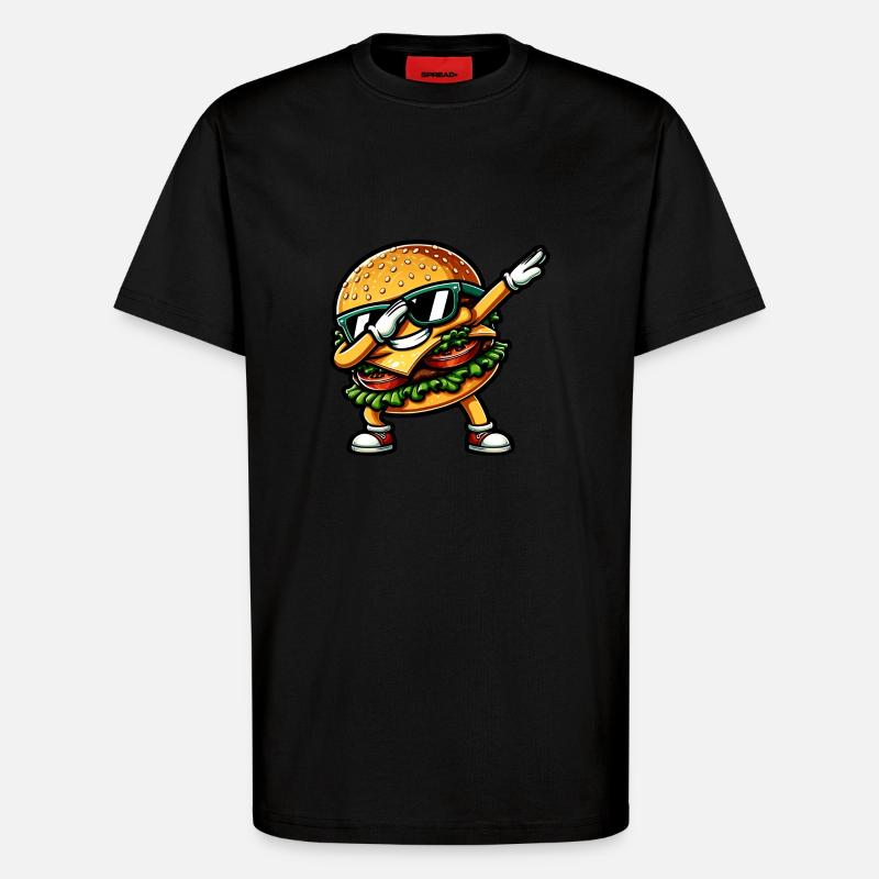 Hamburger & Cheeseburger Dabbing - T-shirt bio décontracté fabriqué en UE - SOLID BLACK