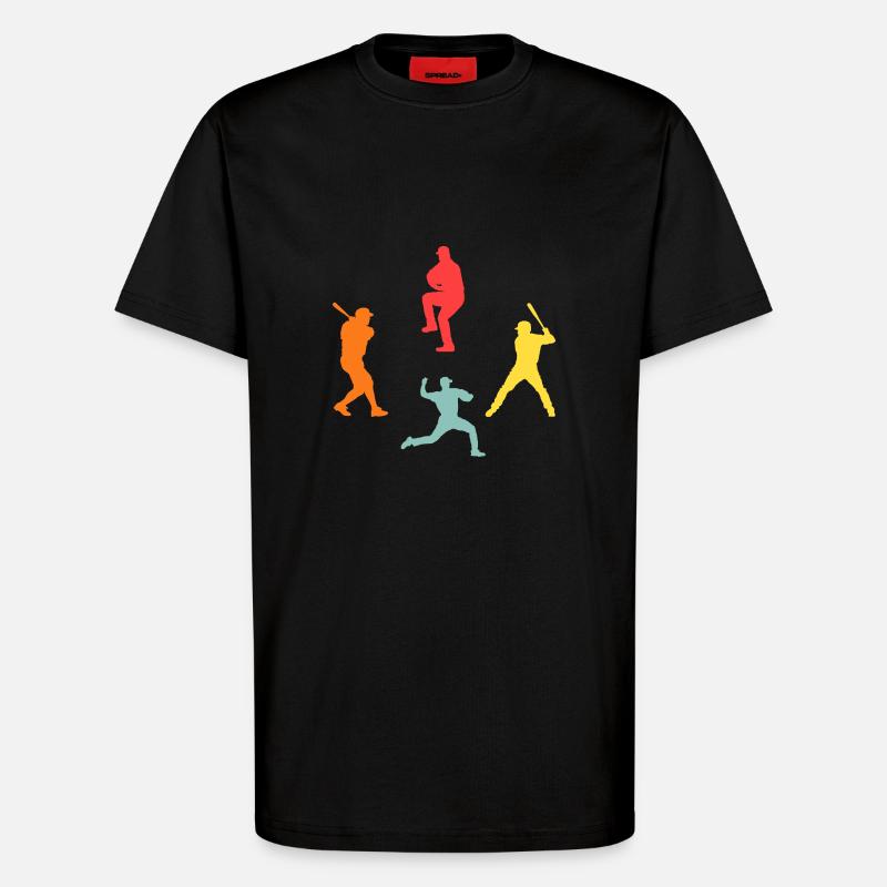 Baseball Player Evolution Baseball - T-Shirt - made by SPREAD - SOLID BLACK