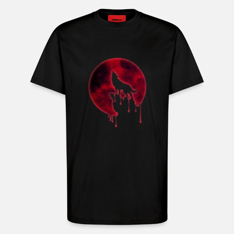 Blut Mond Heulender Wolf - T-Shirt - made by SPREAD - SOLID BLACK