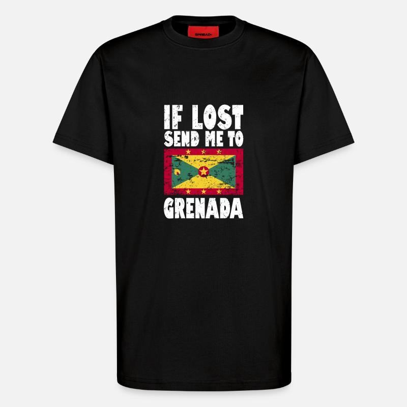 Drapeau de la Grenade - T-shirt bio décontracté fabriqué en UE - SOLID BLACK