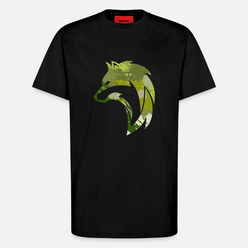 Wilder Wolf Tarnmuster - T-Shirt - made by SPREAD - SOLID BLACK