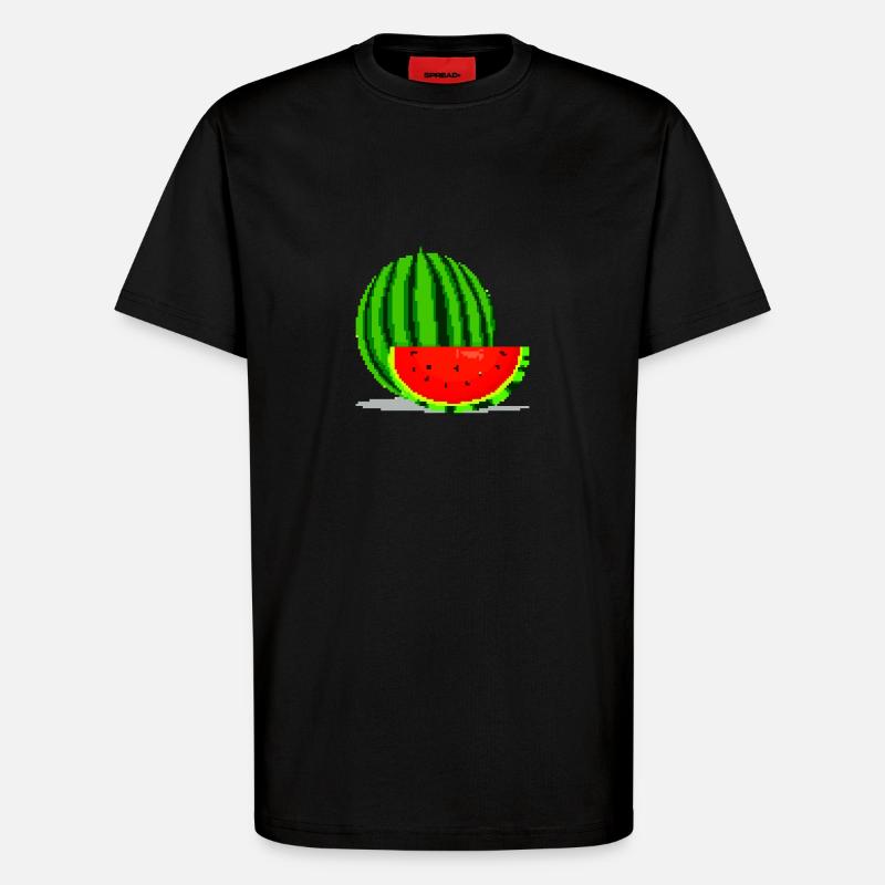 Pixel Art Melone - T-Shirt - made by SPREAD - SOLID BLACK