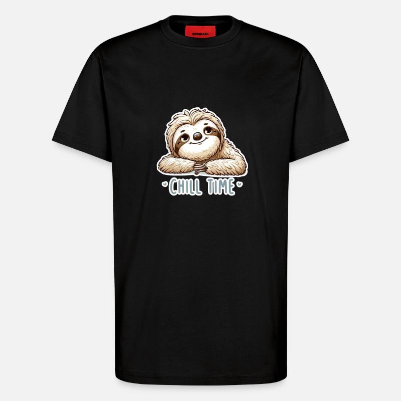 Chill Time - Sloth Illustration - T-Shirt - made by SPREAD - SOLID BLACK