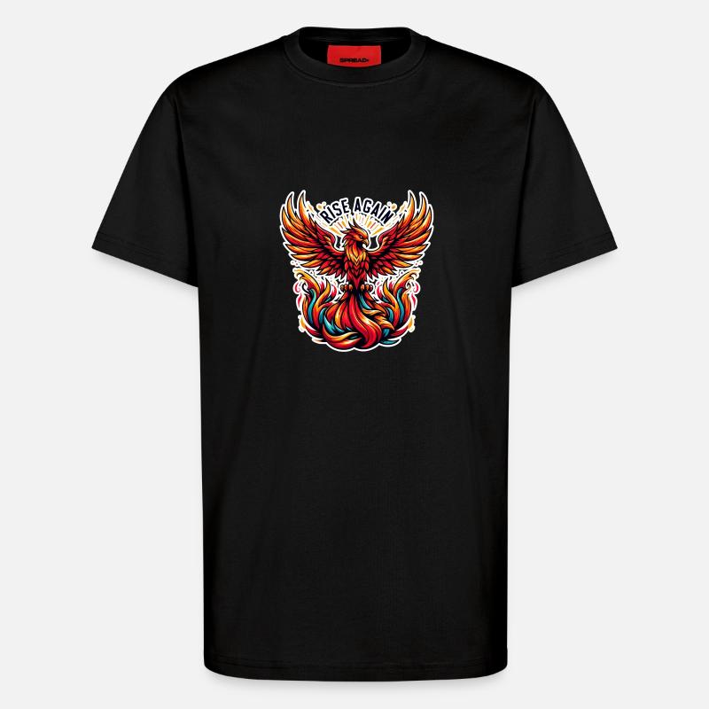 Rise Again - Phönix Illustration - T-Shirt - made by SPREAD - SOLID BLACK