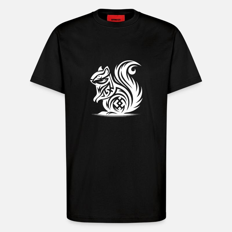 Niedliches Eichhörnchen in Tattoo Style - T-Shirt - made by SPREAD - SOLID BLACK