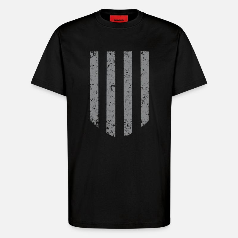 Fond à rayures - Gris - T-shirt bio décontracté fabriqué en UE - SOLID BLACK