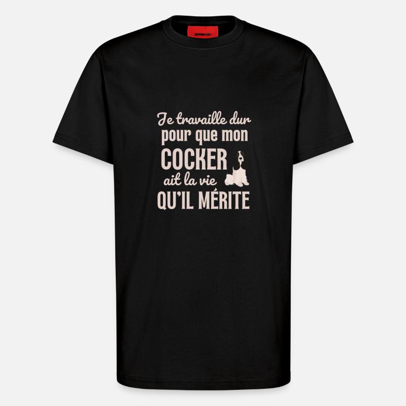 Chien mignon cocker - T-shirt bio décontracté fabriqué en UE - SOLID BLACK
