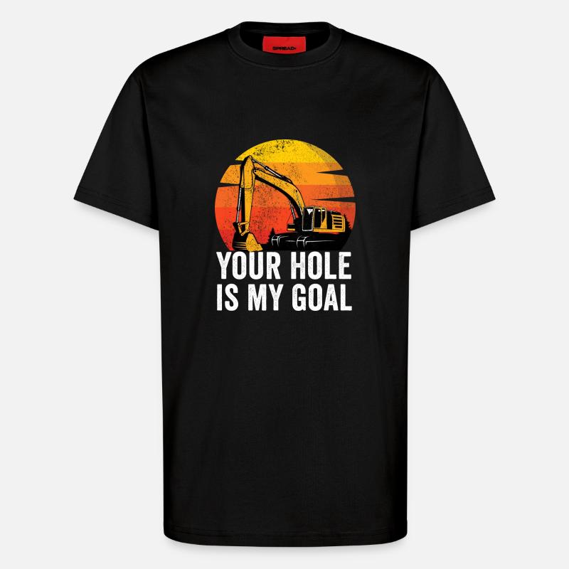 Ouvrier du bâtiment excavatrice - T-shirt bio décontracté fabriqué en UE - SOLID BLACK