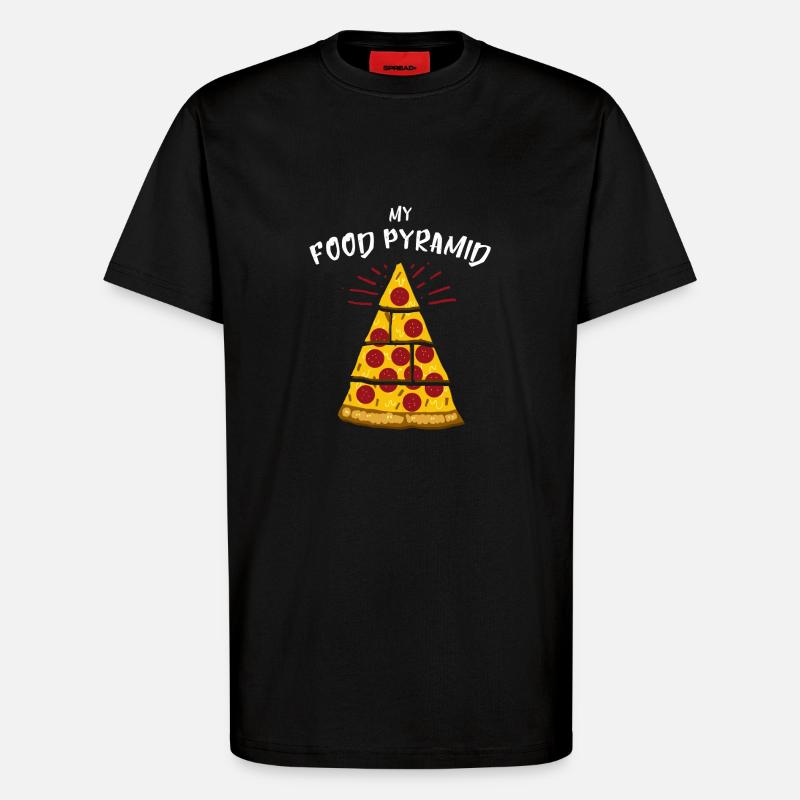 Ernährungspyramide Pizza Geschenk - T-Shirt - made by SPREAD - SOLID BLACK